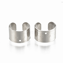 304 Stainless Steel Cuff Earrings, Stainless Steel Color, 10~11x7mm, Hole: 0.8mm(STAS-S078-18)