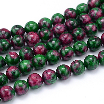 Synthetic Ruby in Zoisite Beads Strands, Dyed, Round, 6mm, Hole: 1mm, about 64pcs/strand, 15.7 inch
