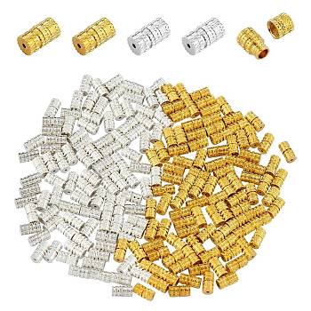 200 Sets 2 Colors Brass Screw Clasps, for Necklaces Making, Column, Golden & Silver, 7x4mm, Hole: 0.7mm, 100 sets/color