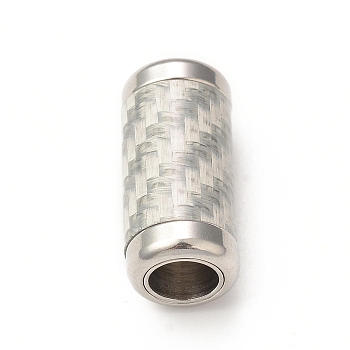 303 Stainless Steel Magnetic Clasps, Column, Stainless Steel Color, Silver, 21x10x10mm, Inner Diameter: 6mm and 7mm, Small Column: 9x7mm, Inner Diameter: 6mm