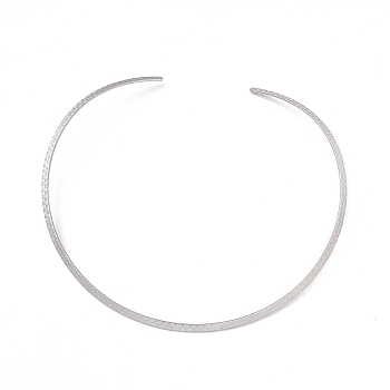 304 Stainless Steel Textured Wire Necklace Making, Rigid Necklaces, Minimalist Choker, Cuff Collar, Stainless Steel Color, Inner Diameter: 5-7/8 inch(14.8cm)