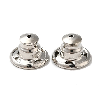 Rack Plating Brass Ear Nuts, Bullet Ear Nuts, Long-Lasting Plated, Platinum, 10x7mm, Hole: 0.7mm