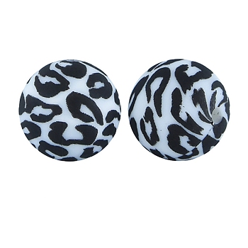 Silicone Beads Loose Silicone Beads Kit Leopard Print Silicone Beads for Keychain Making Bracelet Necklace, Light Blue, 15mm, Hole: 2mm