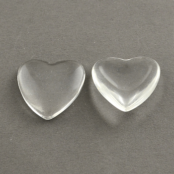 Transparent Glass Heart Cabochons,, Clear, 10x10x4~4.5mm