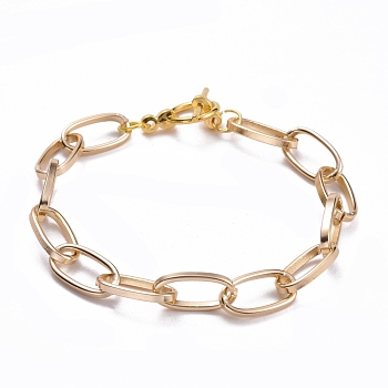 Unisex Aluminium Paperclip Chain Bracelets, with Alloy Toggle Clasps, Golden, 7-5/8 inch(19.5cm), 8.5mm