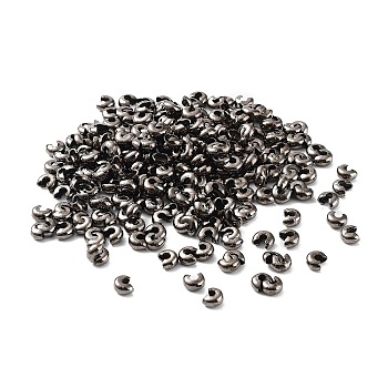 Iron Crimp Beads Covers, Gunmetal, Size: About 5mm In Diameter, Hole: 1.5~1.8mm