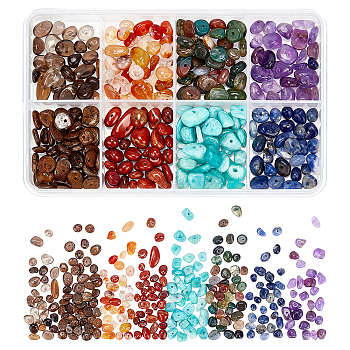ARRICRAFT Natural Mixed Gemstone Chip Beads, 4~14x4~12mm, Hole: 1mm, 8materials/box