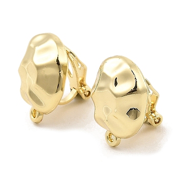 Alloy Clip-on Earring Findings, with Horizontal Loops, for Non-pierced Ears, Flat Round, Golden, 16x12.5x12mm, Hole: 1.2mm