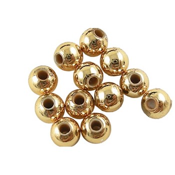 Carnival Celebrations, Golden Tone Plating Mardi Gras Acrylic Round Beads, about 8mm in diameter, hole: 1.5mm