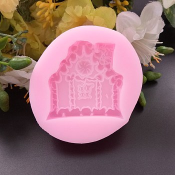 Food Grade Silicone Molds, Fondant Molds, For DIY Cake Decoration, Chocolate, Candy, UV Resin & Epoxy Resin Jewelry Making, House, Hot Pink, 58x52x13mm, Inner Size: 35x33mm