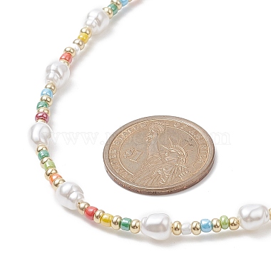 Acrylic Imitation Pearl & Glass Seed Beaded Necklace for Women(NJEW-JN04277)-3