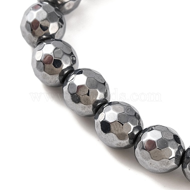 Faceted Round Terahertz Stone Beaded Stretch Bracelets for Women Men(BJEW-H590-04A-02)-2