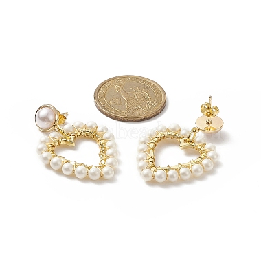 Aretes colgantes con perlas de concha envuelta(EJEW-TA00206)-3