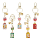 olycraft 5pcs 5 couleurs japonais maneki neko pendentif cloche en laiton porte-clés(KEYC-OC0001-40)-1