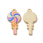 Alloy Enamel Pendants, Golden, Lollipops Charm, Colorful, 24x12x2mm, Hole: 1.5mm(ENAM-D043-13G-04)