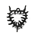 Spray Painted Alloy Pendants, Thorny Heart Charms, Black, 32.5x25x5mm, Hole: 2mm(AL-CBA5334-05EB)