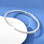 Brass Micro Pave Clear Cubic Zirconia Hinged Bangles, Cuff Bangles for Women, Long-Lasting Plated, Rack Plating, Lead Free & Cadmium Free, Platinum, Inner Diameter: 2.13x1.85 inch(5.4x4.7cm)(BJEW-F528-01P)