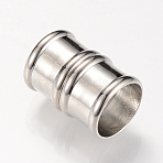 Brass Magnetic Clasps with Glue-in Ends, Column, Platinum, 20x14x14mm, Half Hole: 12mm(KK-R052-22P)