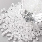 8/0 Glass Seed Beads, Frosted Colors, Round, White, 3mm(SEED-A008-3mm-M1)