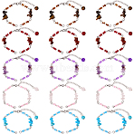 15Pcs 5 Styles Synthetic Turquoise & Natural Rose Quartz & Tiger Eye & Amethyst & Red Jasper Chips & Handmade Seed Beads Bracelet Making, with 304 Stainless Steel Ends Chains, Stainless Steel Color, 7 inch(17.9cm), 3pcs/style(AJEW-SC0031-86)