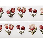 Picture Paper Stickers, Flower Decorative Stickers, Red, 33~41x27~30mm, 250pcs/roll(STIC-M002-05C)