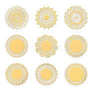 Nickel Decoration Stickers, Metal Resin Filler, Epoxy Resin & UV Resin Craft Filling Material, Golden, Floral, 40x40mm, 9pcs/set(DIY-WH0450-163)