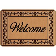 Linen and Rubber Ground Mat, Rectangle with Word Welcome, Peru, Word, 40x60cm(AJEW-WH0142-013)