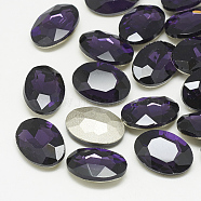 Pointed Back Glass Rhinestone Cabochons, Back Plated, Faceted, Oval, Tanzanite, 25x18x6mm(RGLA-T080-18x25mm-16)