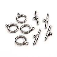 304 Stainless Steel Toggle Clasps, Ring, Stainless Steel Color, Ring: 18x14x3mm, Hole: 1.5mm, Bar: 23.5x7x3, Hole: 1.8mm(STAS-D142-04A-P)