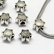 Alloy European Beads, Large Hole Beads, Sunflower, Antique Silver, 11x12x10mm, Hole: 5mm(PALLOY-S079-073AS)