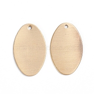 Brass Pendants, Stamping Blank Tag, Long-Lasting Plated, Oval, Brushed Antique Bronze, 22x14x0.8mm, Hole: 1.2mm(KK-E784-05AB)