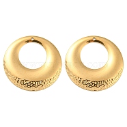 304 Stainless Steel Pendants, Flat Round Charm, Golden, 32x2.5mm, Hole: 1.4mm(STAS-D021-01A-01G)