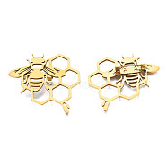 201 Stainless Steel Bee and Honeycomb Lapel Pin, Insect Badge for Backpack Clothes, Nickel Free & Lead Free, Golden, 41.5x45x7mm, Pin: 0.7mm(JEWB-N007-124G)