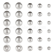 ARRICRAFT 30Pcs 5 Style 202 Stainless Steel Beads, with Rubber Inside, Slider Beads, Stopper Beads, Stainless Steel Color, 5~7.8x3.3~6.4mm, Hole: 2.3~3.5mm, 6pcs/style(STAS-AR0001-62)