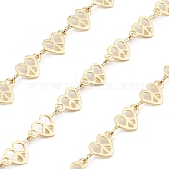 Brass Hollow Heart Link Chains, Unwelded, with Spool, Real 18K Gold Plated, 5x11x0.5mm(CHC-M025-08G)