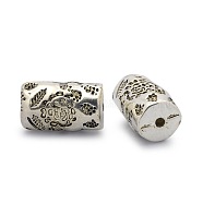 CCB Plastic Carved Column Beads, Antique Silver, 32x20x17mm, Hole: 4mm(CCB-J027-06AS)
