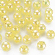 Imitation Jelly Acrylic Beads, AB Color Plated, Round, Yellow, 8mm, Hole: 1.8mm, about 1745pcs/500g(MACR-S373-66-E01)