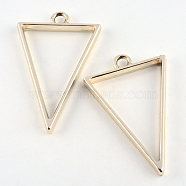 Rack Plating Alloy Triangle Open Back Bezel Pendants, For DIY UV Resin, Epoxy Resin, Pressed Flower Jewelry, Cadmium Free & Nickel Free & Lead Free, Golden, 39x25x3.5mm, Hole: 3mm(X-PALLOY-S047-09E-FF)
