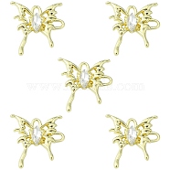 Rack Plating Alloy Connector Charms, Butterfly Links with Glass, Cadmium Free & Lead Free & Nickle Free, Golden, Clear, 29x28x4.5mm, Hole: 3.5x2.5mm(FIND-YW0001-93C)