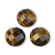 Natural Tiger Eye Cabochons, Half Round/Dome, Faceted, 16x5.5~6mm(G-C146-03H)