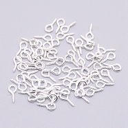 Iron Screw Eye Pin Peg Bails, for Half Drilled Beads, Silver, 10x5x1.5mm, Hole: 2.3mm, Pin: 1.4mm(IFIN-TAC0001-02S-02)