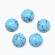 Synthetic Turquoise Cabochons, Flat Round, 8x3~4mm(G-E492-H-29)