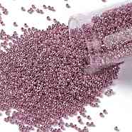 TOHO Round Seed Beads, Japanese Seed Beads, (PF553) PermaFinish Pink Lilac Metallic, 8/0, 3mm, Hole: 1mm, about 222pcs/bottle, 10g/bottle(SEED-JPTR08-PF0553)