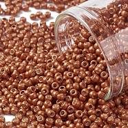 TOHO Round Seed Beads, Japanese Seed Beads, (PF562F) PermaFinish Burnt Orange Metallic Matte, 11/0, 2.2mm, Hole: 0.8mm, about 1110pcs/10g(X-SEED-TR11-PF0562F)