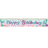 Polyester Hanging Banners Children Birthday, Birthday Party Idea Sign Supplies, Happy Birthday, Black, 300x50cm(AJEW-WH0190-025)