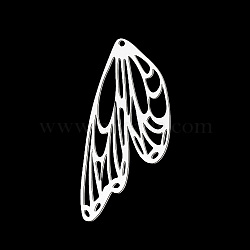 201 Stainless Steel Pendants, Laser Cut, Wing, Stainless Steel Color, 49x20.5x1mm, Hole: 1.5mm(STAS-T056-LA710-1)