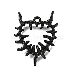 Spray Painted Alloy Pendants, Thorny Heart Charms, Black, 32.5x25x5mm, Hole: 2mm(AL-CBA5334-05EB)