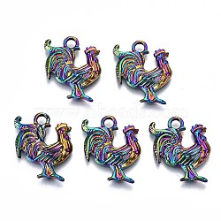 Alloy Pendants, Cadmium Free & Lead Free, Cock, Rainbow Color, 20.5x17x3mm, Hole: 2.5mm(PALLOY-N156-076-RS)