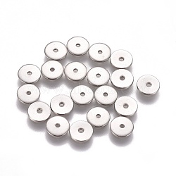 304 Stainless Steel Spacer Beads, Flat Round, Stainless Steel Color, 6x0.8mm, Hole: 1mm(STAS-G200-02A-P)