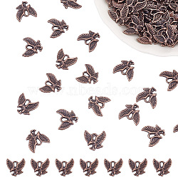 100Pcs Tibetan Style Alloy Pendants, Cadmium Free & Lead Free, Eagle/Hawk Charm, Red Copper, 13x13x2mm, Hole: 2mm(TIBEP-AR0001-17R)